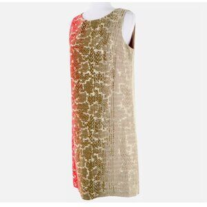 Maria Grazia Tan Sleeveless Round Collar Shift Dress - Retail $900 - NWT